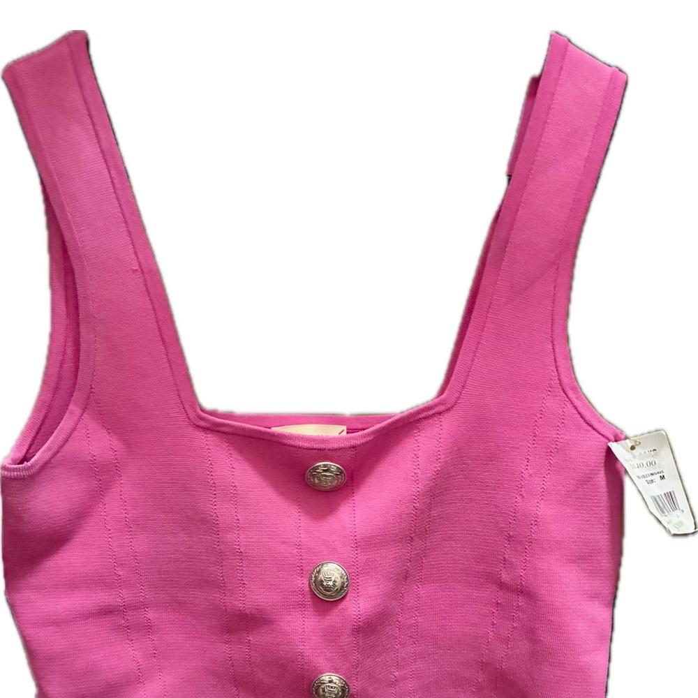 L'AGENCE Fuchsia Buttoned Tank Top